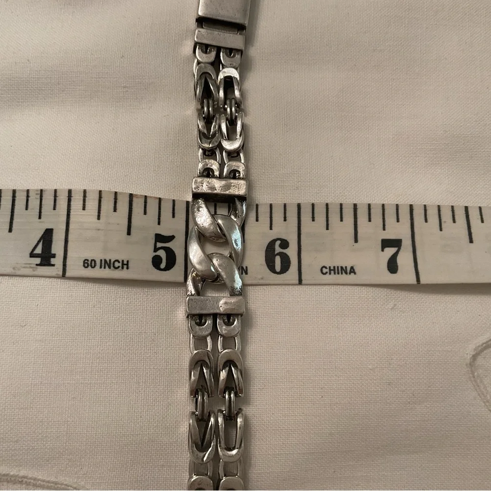 925 CHUNKY STERLING SILVER BYZANTINE DOUBLE LINK 8” BRACELET NEW, WITHOUT TAGS
